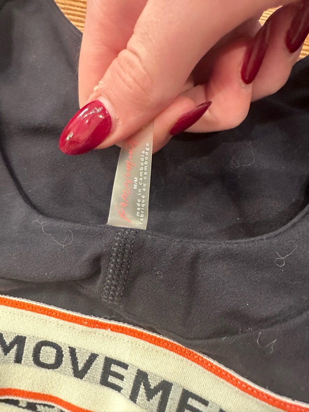 Free People FP Movement Black Sports Bra never better ringer logo sz medium - Picture 5 of 6